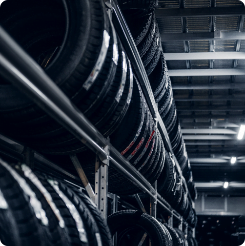 Rows of many tyres