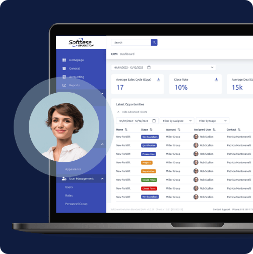 Sales & management personnel over softbase's software mockup