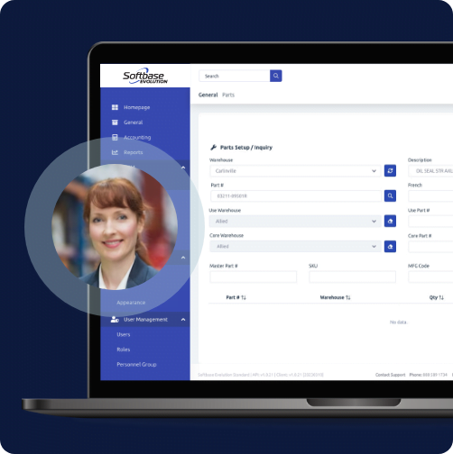 woman over CRM screen mockup
