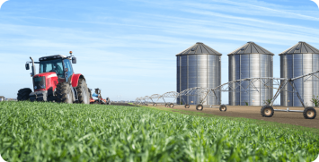 agriculture-food-production-concept-with-tractor-machine-silos-irrigation-system agriculture food production concept with tractor machine silos irrigation system