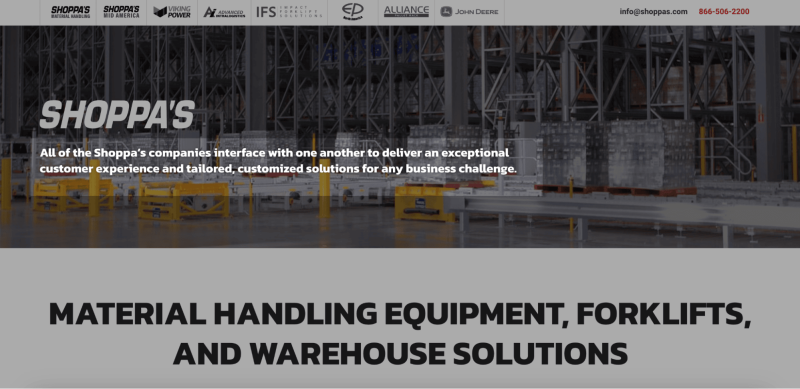 digital-marketing-for-equipment-dealership-shoppa-example a screenshot of SHOPPA's homepage showing the placement of it's unique selling proposition