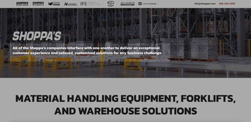 digital-marketing-for-equipment-dealership-shoppa-example a screenshot of SHOPPA's homepage showing the placement of it's unique selling proposition